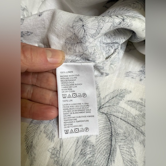 TOMMY BAHAMA Black and White Toile 100% Linen Button Down Shirt size XL - Picture 12 of 14